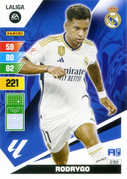 Cromo Trading Card Fútbol-Rodrygo-Real Madrid-Panini Adrenalyn XL 2023-2024-#232-Básico