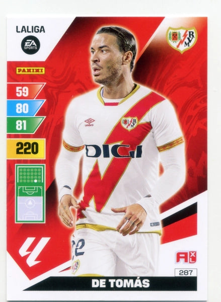 Cromo Trading Card Fútbol-De Tomas-Rayo Vallecano-Panini Adrenalyn XL 2023-2024-#287-Básico