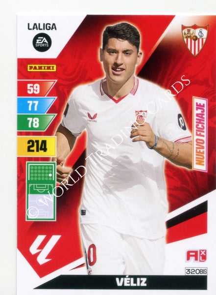 Cromo Trading Card Fútbol-Veliz-Sevilla-Panini Adrenalyn XL 2023-2024-#320bis-Básico