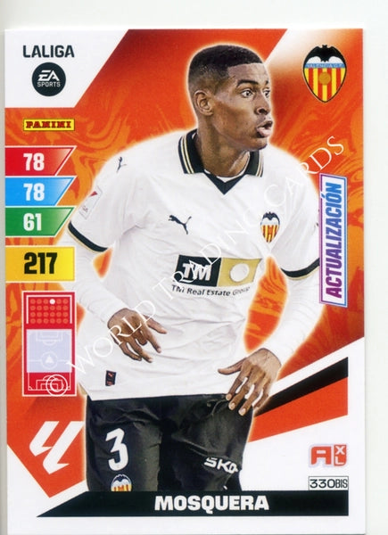 Cromo Trading Card Fútbol-Mosquera-Valencia-Panini Adrenalyn XL 2023-2024-#330bis-Básico