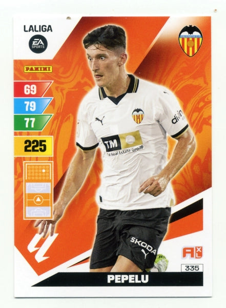Cromo Trading Card Fútbol-Pepelu-Valencia-Panini Adrenalyn XL 2023-2024-#335-Básico