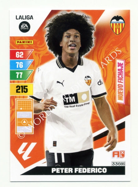 Cromo Trading Card Fútbol-Peter Federico-Valencia-Panini Adrenalyn XL 2023-2024-#336bis-Básico