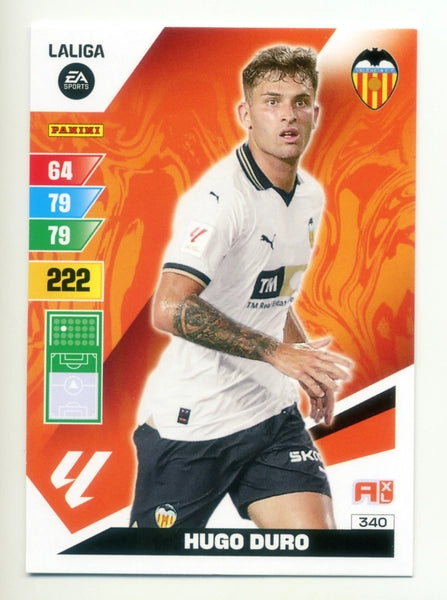 Cromo Trading Card Fútbol-Hugo Duro-Valencia-Panini Adrenalyn XL 2023-2024-#340-Básico
