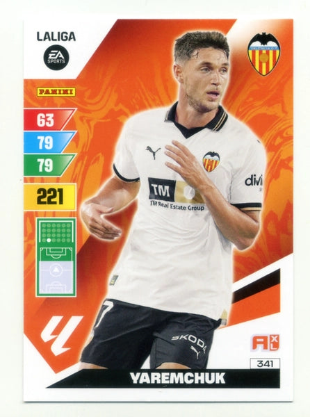 Cromo Trading Card Fútbol-Yaremchuk-Valencia-Panini Adrenalyn XL 2023-2024-#341-Básico