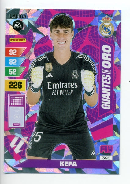 Cromo Trading Card Fútbol-Kepa-Real Madrid-Panini Adrenalyn XL 2023-2024-#390-Guantes-de-Oro