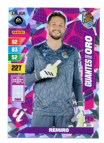 Cromo Trading Card Fútbol-Remiro-Real Sociedad-Panini Adrenalyn XL 2023-2024-#391-Guantes-de-Oro