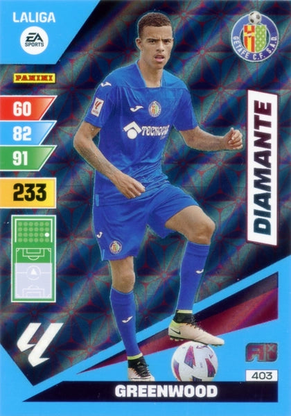 Cromo Trading Card Fútbol-Greenwood-Getafe-Panini Adrenalyn XL 2023-2024-#403-Diamante