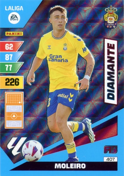 Cromo Trading Card Fútbol-Moleiro-Las Palmas-Panini Adrenalyn XL 2023-2024-#407-Diamante