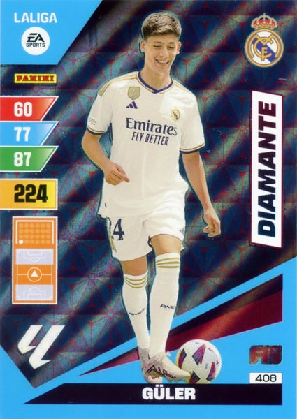Cromo Trading Card Fútbol-Güler-Real Madrid-Panini Adrenalyn XL 2023-2024-#408-Diamante