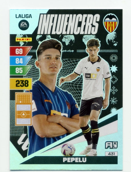 Cromo Trading Card Fútbol-Pepelu-Valencia-Panini Adrenalyn XL 2023-2024-#431-Influencers