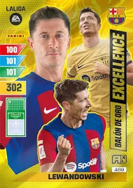 Cromo Trading Card Fútbol-Lewandowski-Barcelona-Panini Adrenalyn XL 2023-2024-#469-Balon de Oro Excellence
