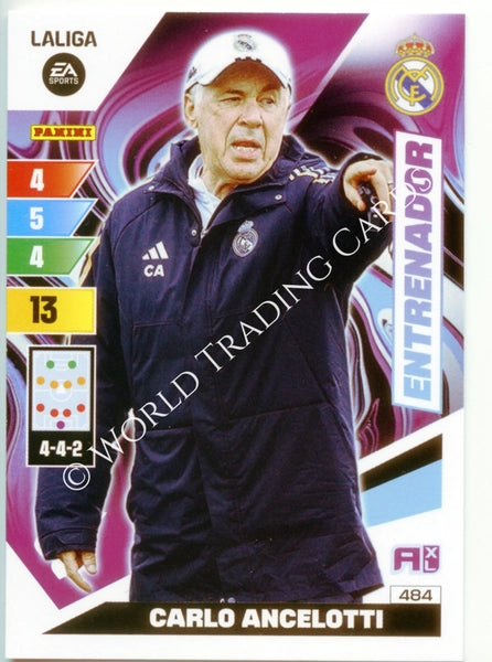 Cromo Trading Card Fútbol-Carlo Ancelotti-Real Madrid-Panini Adrenalyn XL 2023-2024-#484-Entrenador