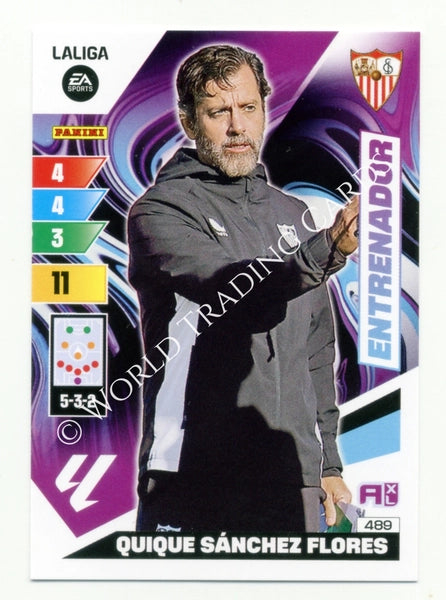 Cromo Trading Card Fútbol-Quique Sanchez Flores-Sevilla-Panini Adrenalyn XL 2023-2024-#489-Entrenador