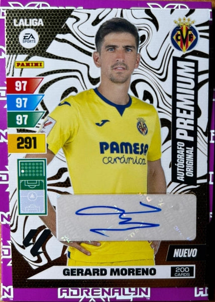 Cromo Trading Card Fútbol-Gerard Moreno-Villarreal-Panini Adrenalyn XL 2023-2024--Autógrafo Original Premium