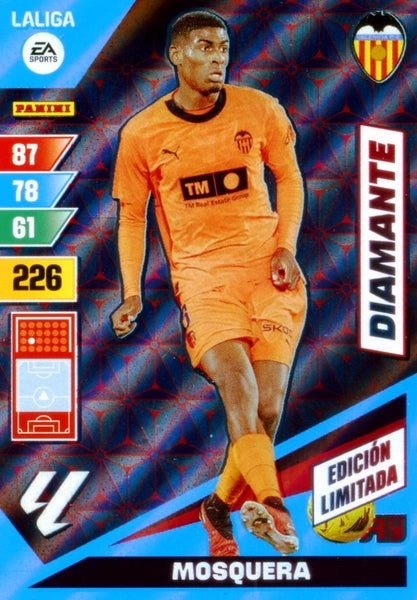 Cromo Trading Card Fútbol-Mosquera-Valencia-Panini Adrenalyn XL 2023-2024--Diamante