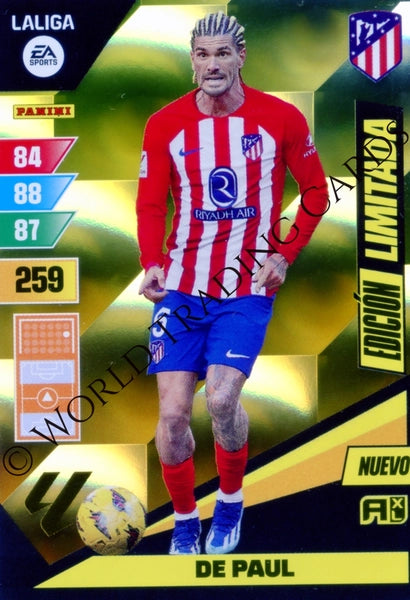 Cromo Trading Card Fútbol-De Paul-Atletico de Madrid-Panini Adrenalyn XL 2023-2024--Edicion-Limitada