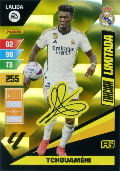 Cromo Trading Card Fútbol-Tchouameni-Firma Serigrafiada-Real Madrid-Panini Adrenalyn XL 2023-2024--Edicion-Limitada