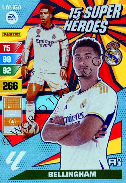 Cromo Trading Card Fútbol-Bellingham-Real Madrid-Panini Adrenalyn XL 2023-2024--Super-Heroes