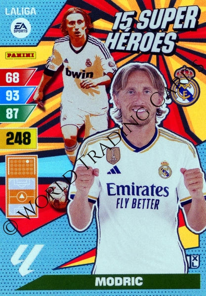 Cromo Trading Card Fútbol-Modric-Real Madrid-Panini Adrenalyn XL 2023-2024--Super-Heroes