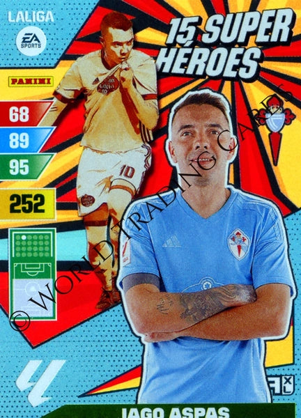 Cromo Trading Card Fútbol-Iago Aspas-Celta-Panini Adrenalyn XL 2023-2024--Super-Heroes