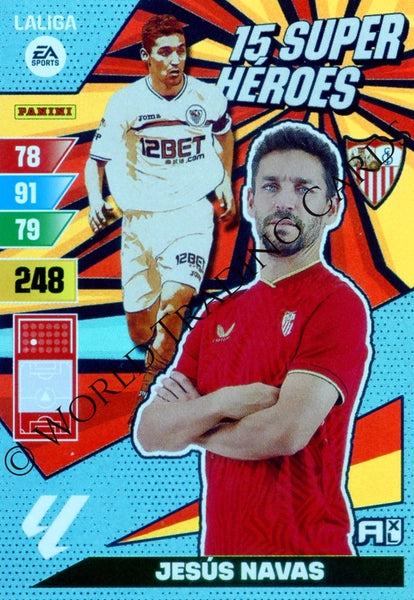 Cromo Trading Card Fútbol-Jesus Navas-Sevilla-Panini Adrenalyn XL 2023-2024--Super-Heroes