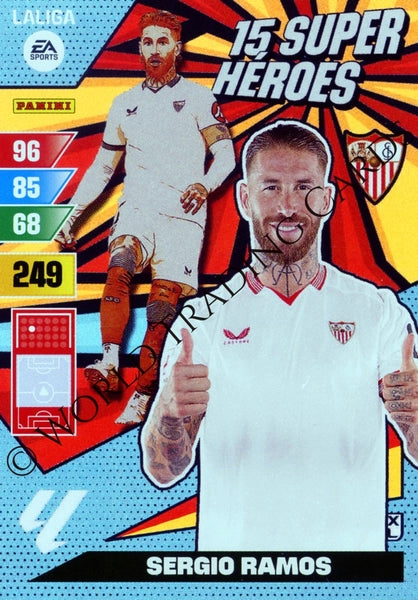 Cromo Trading Card Fútbol-Sergio Ramos-Sevilla-Panini Adrenalyn XL 2023-2024--Super-Heroes