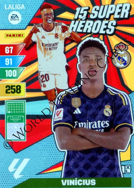 Cromo Trading Card Fútbol-Vinicius-Real Madrid-Panini Adrenalyn XL 2023-2024--Super-Heroes