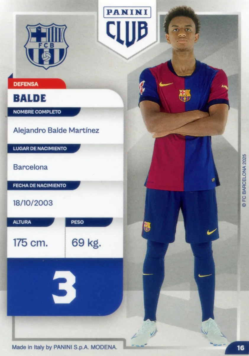 Panini Club FC Barcelona 2024-2025 #016 - Balde (FC Barcelona) ADN