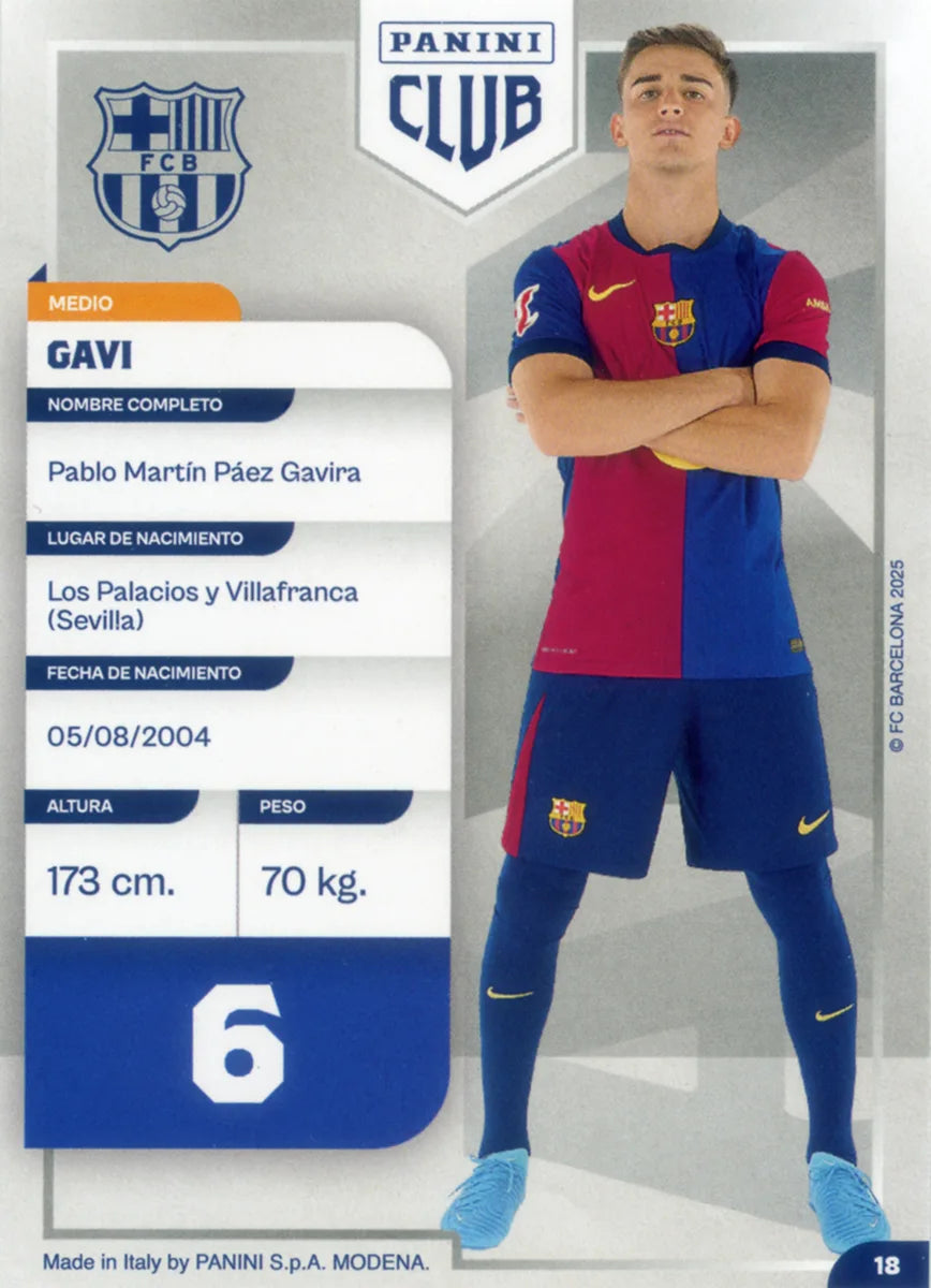 Panini Club FC Barcelona 2024-2025 #017 - Gavi (FC Barcelona) ADN