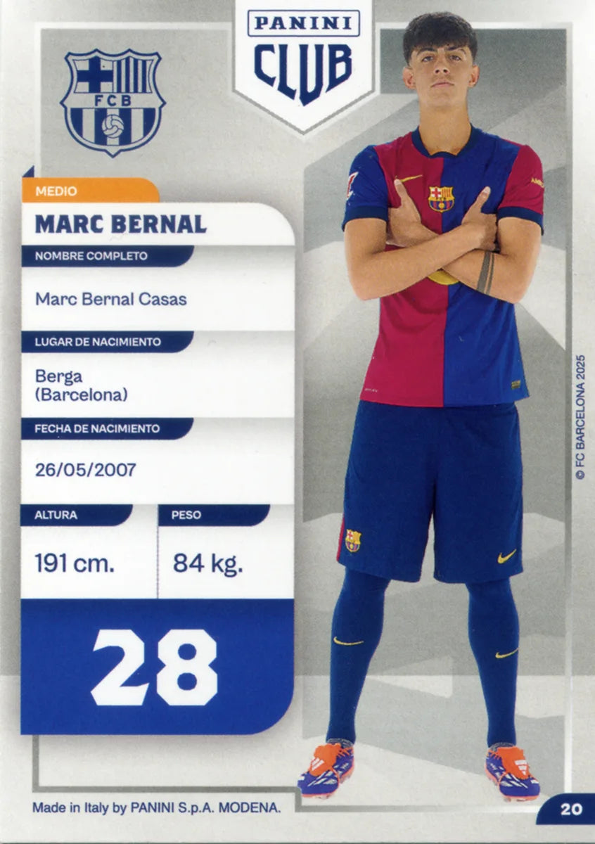 Panini Club FC Barcelona 2024-2025 #020 - Marc Bernal (FC Barcelona) ADN