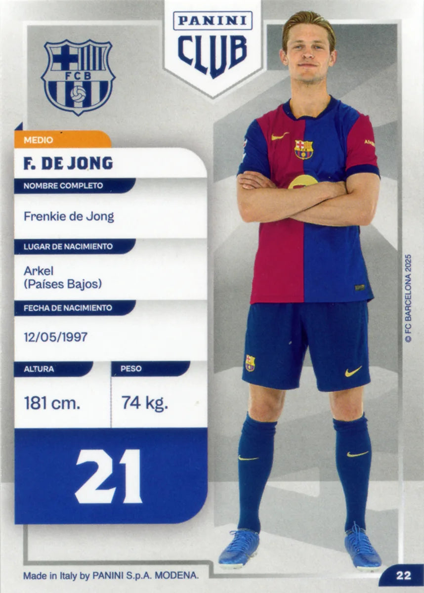 Panini Club FC Barcelona 2024-2025 #022 - De Jong (FC Barcelona) ADN