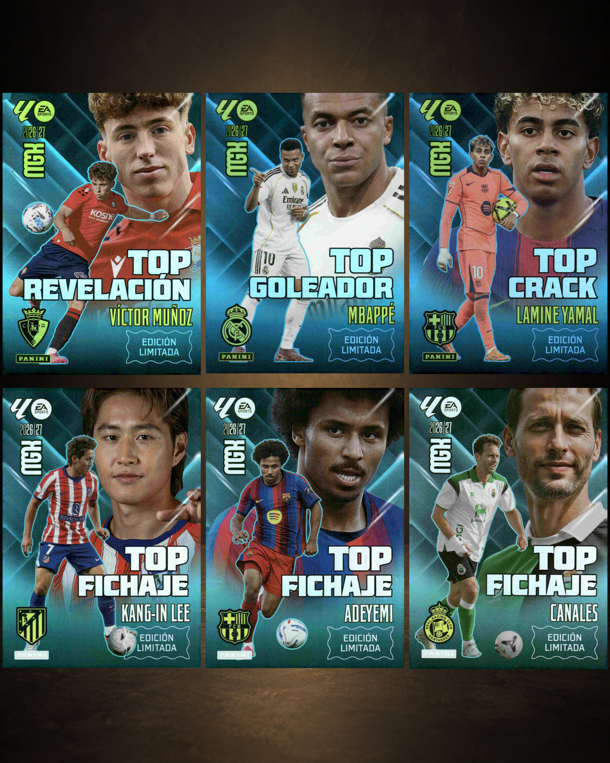 Lote 6 Cartas Edición Limitada — Panini Megacracks 2026-2027
