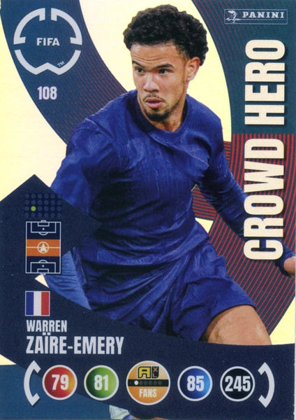 Cromo Trading Card Fútbol-Bradley Barcola-Paris Saint-Germain-Panini Club World Cup Adrenalyn XL 2025-#107-CORE / Team Mate
