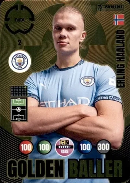 rare panini cards Soccer Trading Card-Erling Haaland-Manchester City-Panini Club World Cup  Adrenalyn XL 2025-#002-RARE / Golden Baller