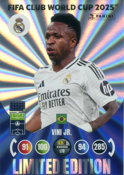 adrenalyn xl limited edition cards Soccer Trading Card-Vini Jr.-Real Madrid CF-Panini Club World Cup Adrenalyn XL 2025-#-VJ-Limited Edition