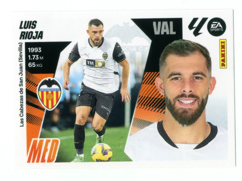 Luis Rioja - Valencia CF - Panini Liga Este - 2025 - 2026 - #016 - Básico