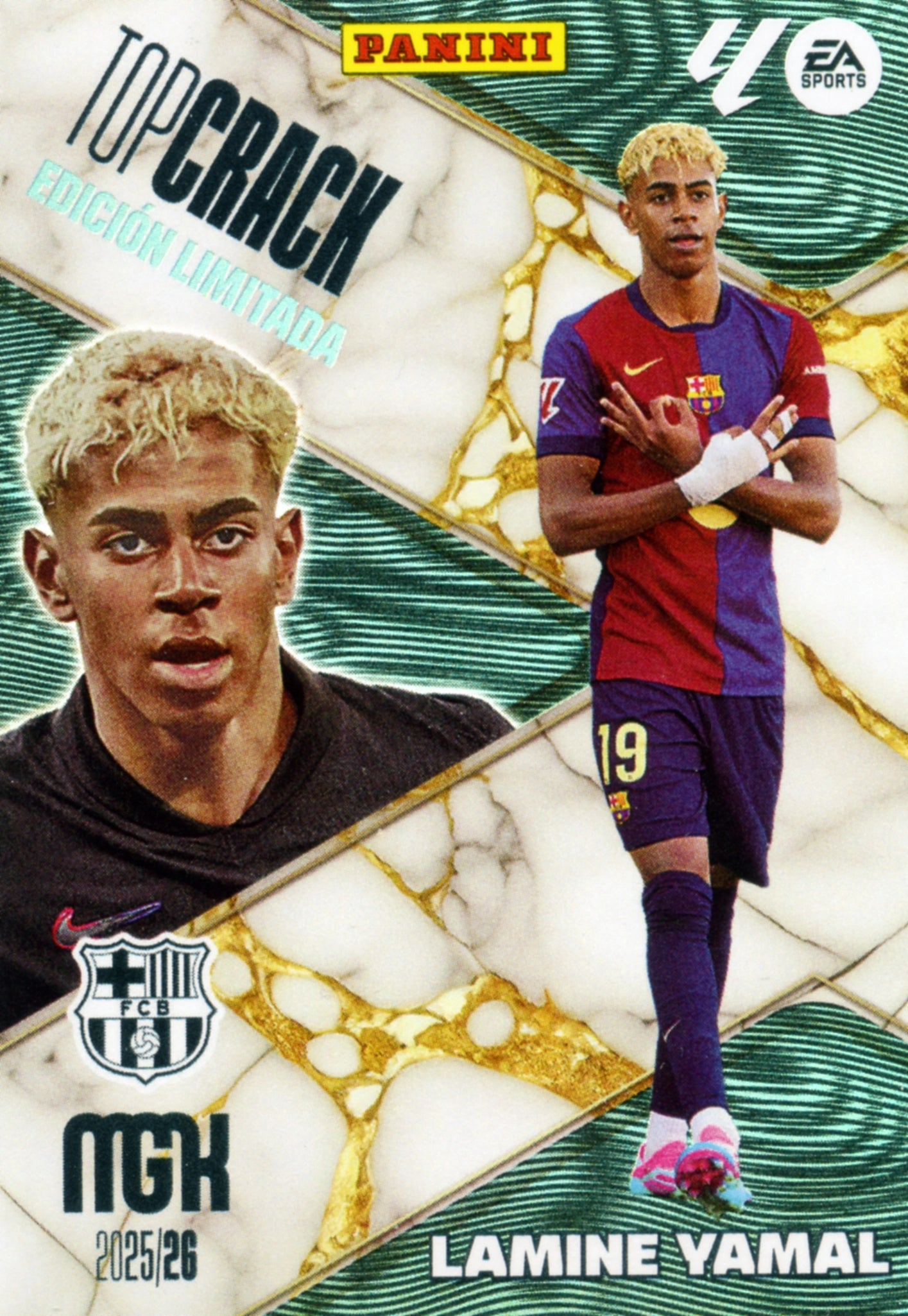 soccer cards limited edition Lamine Yamal Football Trading Card - Top Crack - FC Barcelona - FC Barcelona - Panini Megacracks 2025-2026 - #000