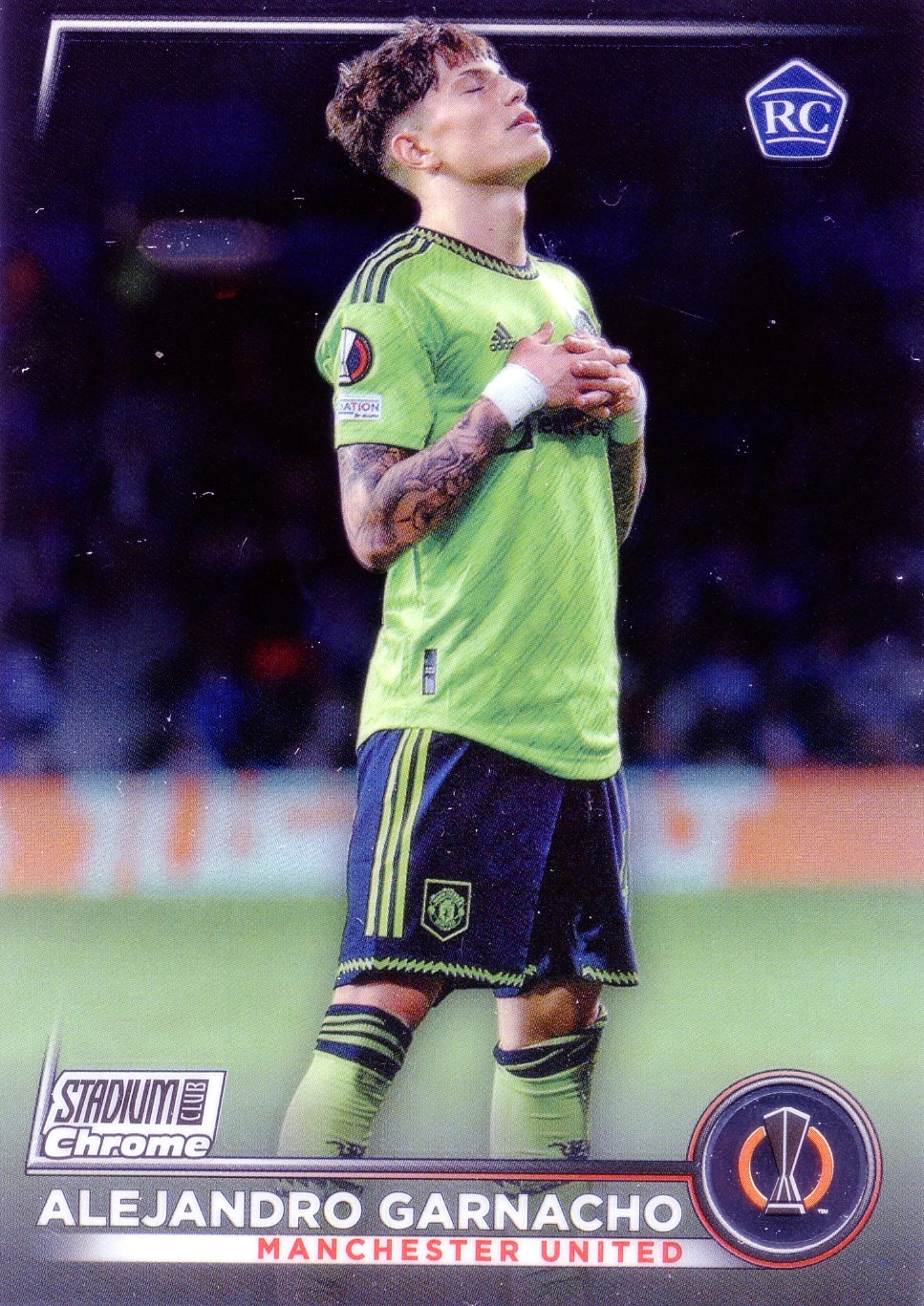 Cromo Trading Card Fútbol-Alejandro Garnacho-Manchester United-Topps Stadium Club Uefa Chrome 2022-2023-#049-Básico Parallel