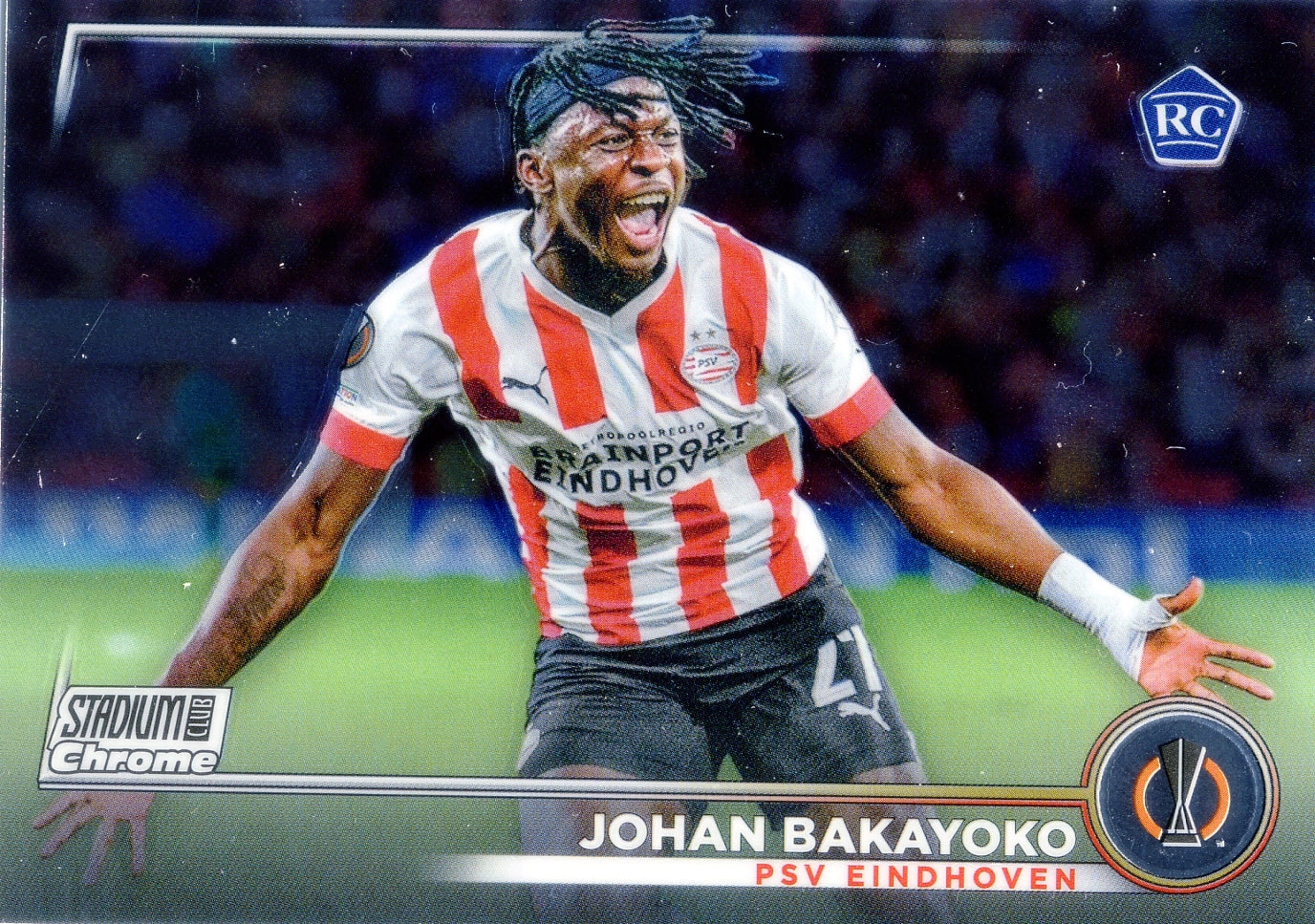 Cromo Trading Card Fútbol-Johan Bakayoko-PSV Eindhoven-Topps Stadium Club Uefa Chrome 2022-2023-#050-Básico Parallel