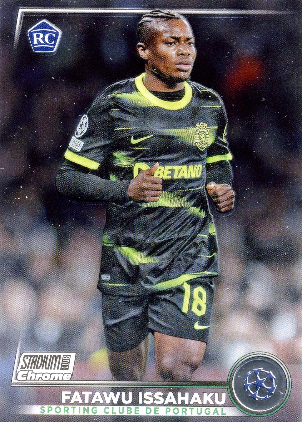 Cromo Trading Card Fútbol-Fatawu Issahaku-Sporting Clube de Portugal-Topps Stadium Club Uefa Chrome 2022-2023-#052-Básico Parallel
