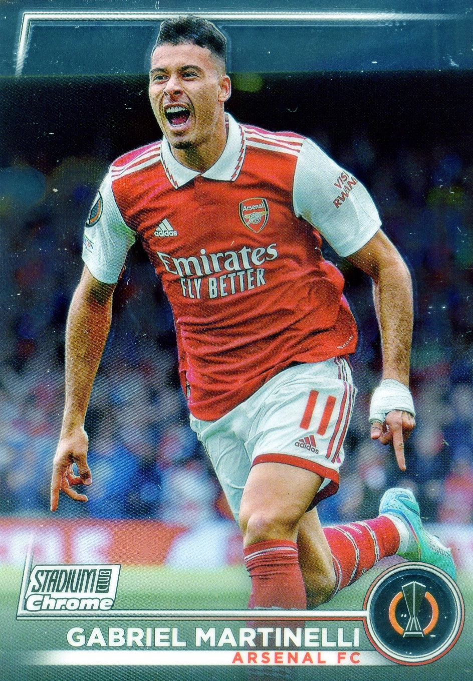 Cromo Trading Card Fútbol-Gabriel Martinelli-Arsenal FC-Topps Stadium Club Uefa Chrome 2022-2023-#058-Básico Parallel