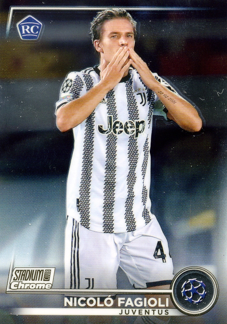 Cromo Trading Card Fútbol-Nicolo Fagioli-Juventus-Topps Stadium Club Uefa Chrome 2022-2023-#065-Básico Parallel