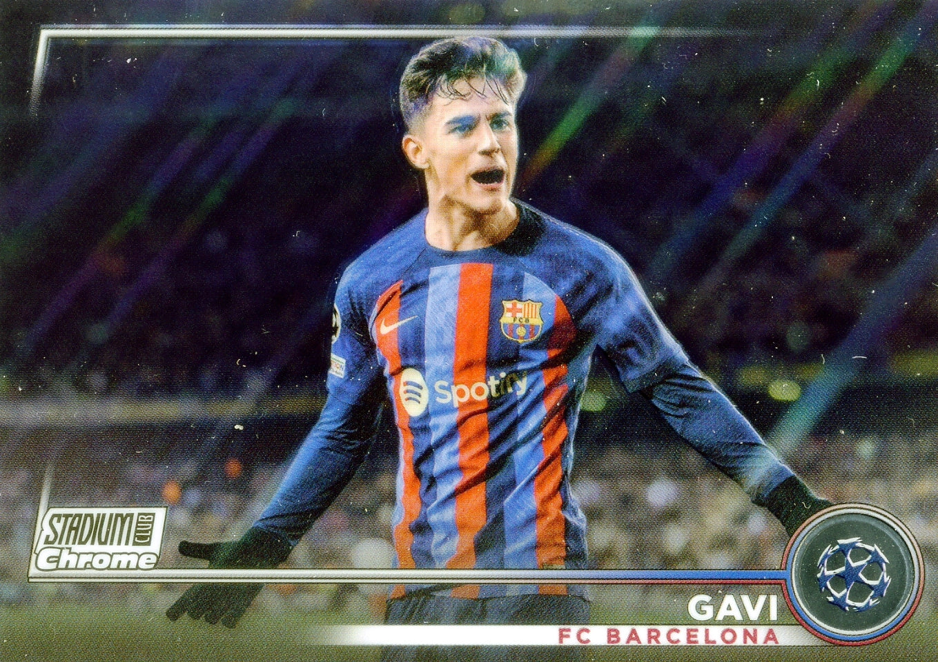 Cromo Trading Card Fútbol-Gavi-FC Barcelona-Topps Stadium Club Uefa Chrome 2022-2023-#068-Básico Parallel