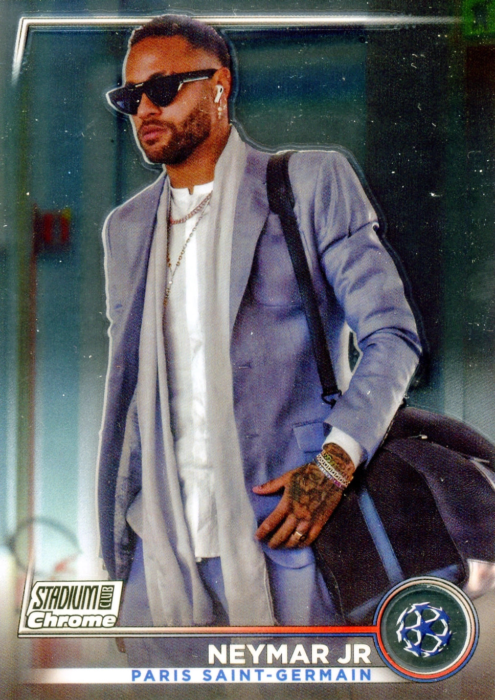 Cromo Trading Card Fútbol-Neymar Jr-Paris Saint-Germain-Topps Stadium Club Uefa Chrome 2022-2023-#069-Básico Parallel