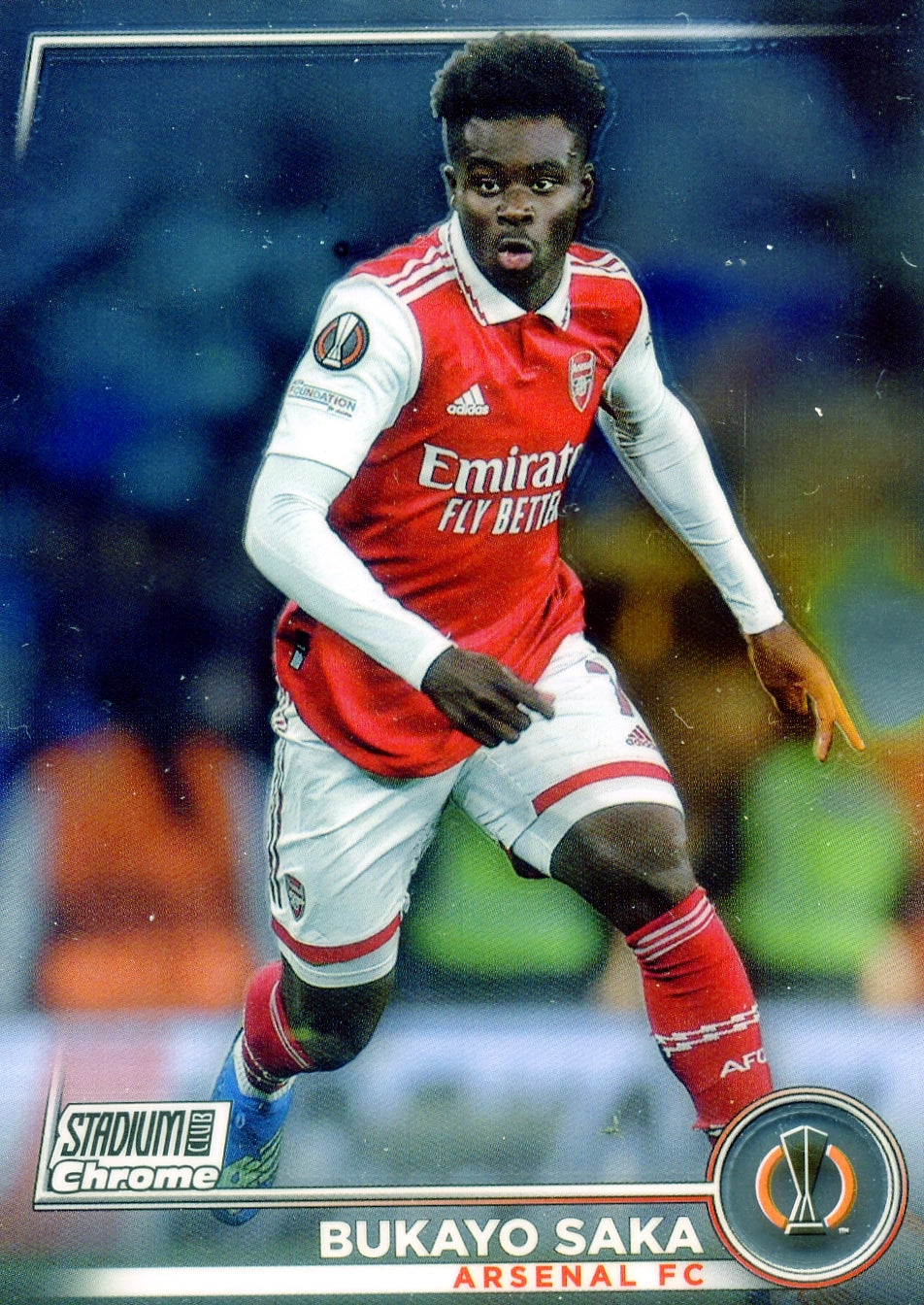 Cromo Trading Card Fútbol-Bukayo Saka-Arsenal FC-Topps Stadium Club Uefa Chrome 2022-2023-#072-Básico Parallel