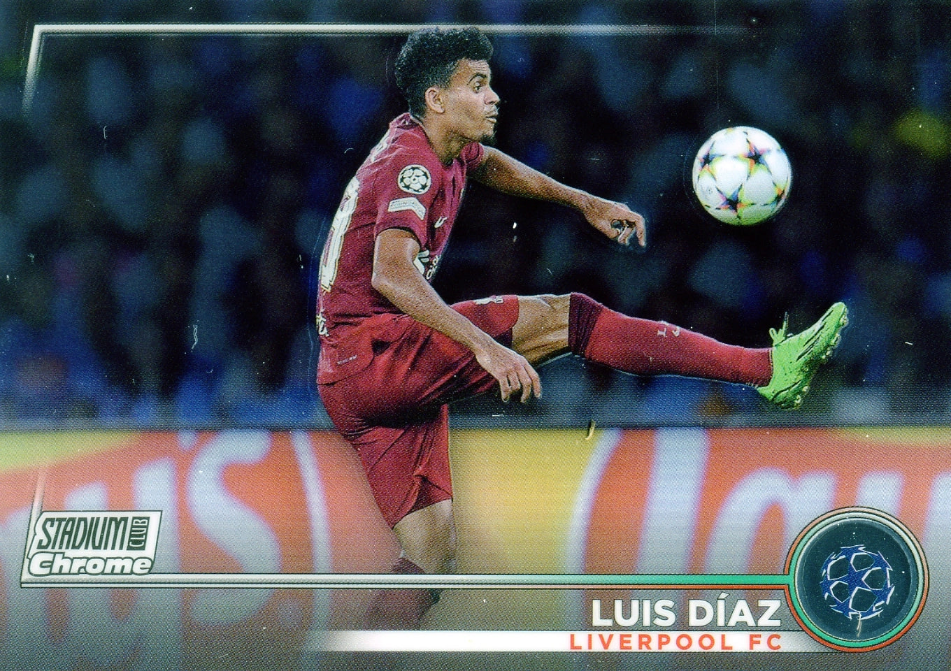 Cromo Trading Card Fútbol-Luis Díaz-Liverpool FC-Topps Stadium Club Uefa Chrome 2022-2023-#075-Básico Parallel