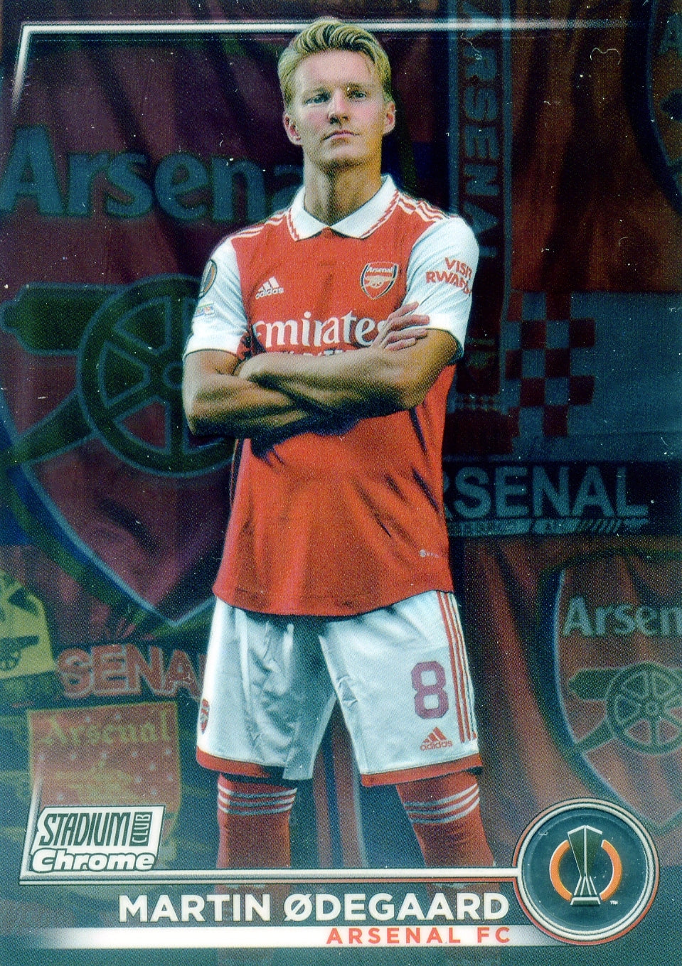 Cromo Trading Card Fútbol-Martin Ødegaard-Arsenal FC-Topps Stadium Club Uefa Chrome 2022-2023-#087-Básico Parallel