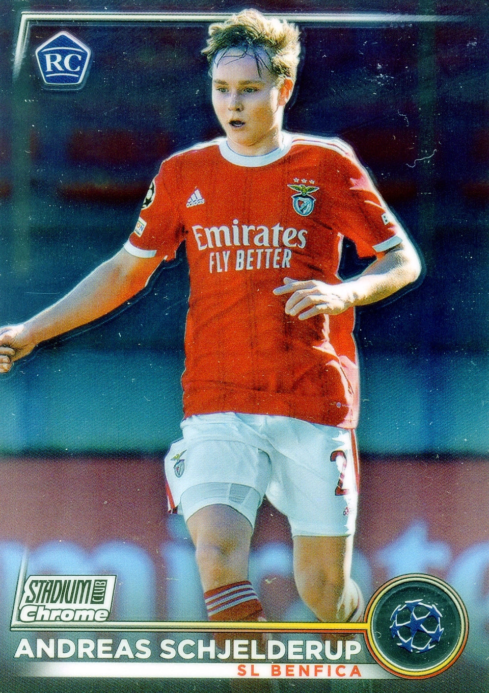 Cromo Trading Card Fútbol-Andreas Schjelderup-SL Benfica-Topps Stadium Club Uefa Chrome 2022-2023-#089-Básico Parallel