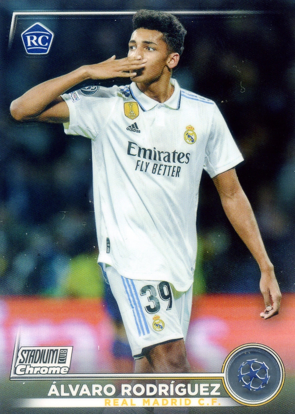 Cromo Trading Card Fútbol-Álvaro Rodríguez-Real Madrid CF-Topps Stadium Club Uefa Chrome 2022-2023-#090-Básico Parallel