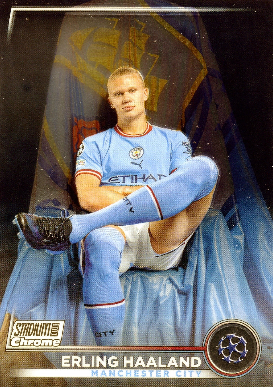 Cromo Trading Card Fútbol-Erling Haaland-Manchester City-Topps Stadium Club Uefa Chrome 2022-2023-#092-Básico Parallel